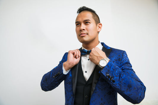 Esmoquin de seda azul